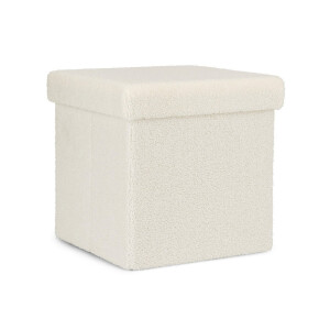 Taburet textil alb buclat Joris 38x38x38 cm