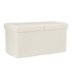 Bancuta textil alb buclat Joris 76x38x38 cm
