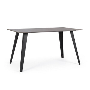 Masa otel negru blat maro Arjeta 140x80x76 cm