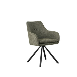 Set 2 scaune rotative textil verde otel negru Falak 57x63.7x85.5h