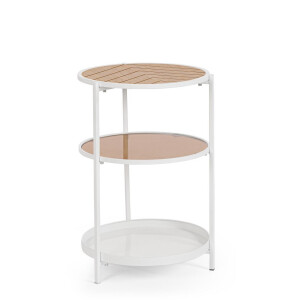 Masuta otel alb mdf natur Haldor Ø40x60,5h
