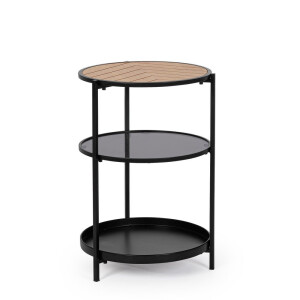 Masuta otel negru mdf natur Haldor Ø40x60,5h