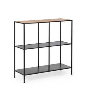 Consola otel negru mdf natur Haldor 82x33x85h
