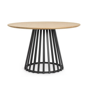Masa rotunda otel negru mdf natur Cillian 120x76 cm