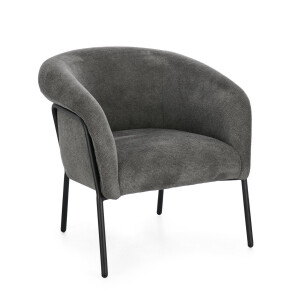 Fotoliu otel negru textil gri inchis Camila 71x70x70.5 cm