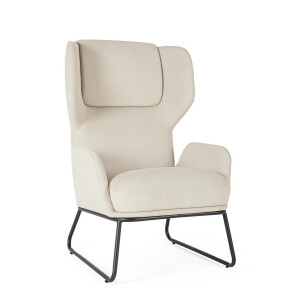 Fotoliu otel negru textil bej Ophelia 70x78.5x107 cm
