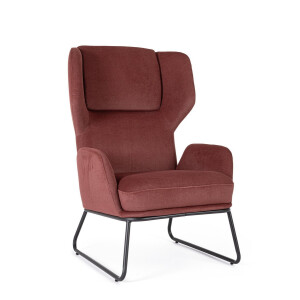 Fotoliu otel negru textil rosu rust Ophelia 70x78.5x107 cm