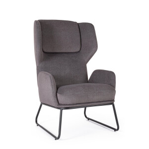 Fotoliu otel negru textil gri Ophelia 70x78.5x107 cm
