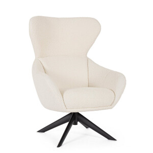 Fotoliu otel negru textil alb Hailey 75x80x110 cm