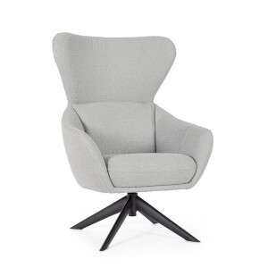 Fotoliu otel negru textil gri Hailey 75x80x110 cm