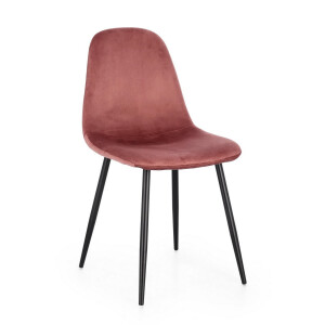 Set 4 scaune otel negru catifea roz Irelia 44x53x84 cm