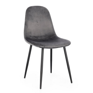 Set 4 scaune otel negru catifea gri Irelia 44x53x84 cm