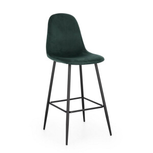 Set 4 scaune bar otel negru catifea verde Irelia 44x53x112 cm