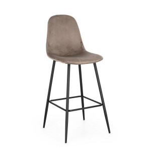 Set 4 scaune bar otel negru catifea taupe Irelia 44x53x112 cm