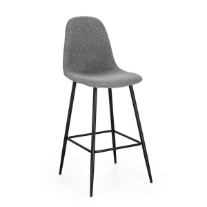 Set 4 scaune bar otel negru textil gri Irelia 44x53x112 cm
