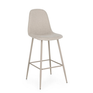 Set 4 scaune bar otel taupe textil bej Irelia 44x53x112 cm
