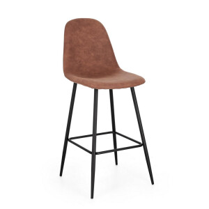 Set 4 scaune bar otel negru textil cognac Irelia 44x53x112 cm