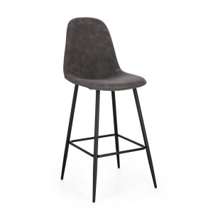 Set 4 scaune bar otel negru textil gri Yrelia 44x53x112 cm