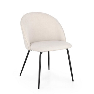 Set 4 scaune otel negru textil alb ice Tanya 51x54x77 cm