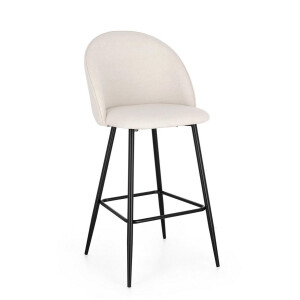 Set 2 scaune bar otel negru textil alb ice Tanya 51x52x107 cm