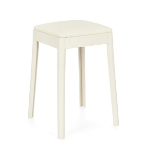 Set 4 tabureti polipropilena piele ecologica alba Scooby 34x34x49 cm