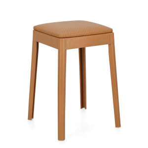 Set 4 tabureti polipropilena piele ecologica maro Scooby 34x34x49 cm