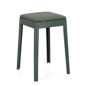 Set 4 tabureti polipropilena piele ecologica verde petrol Scooby 34x34x49 cm
