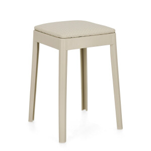 Set 4 tabureti polipropilena piele ecologica gri Scooby 34x34x49 cm