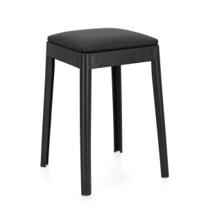 Set 4 tabureti polipropilena piele ecologica neagra Scooby 34x34x49 cm