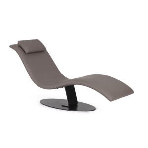 Sezlong otel negru piele ecologica maro Vermont 60x170x84 cm