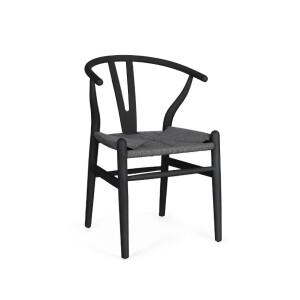 Scaun lemn negru textil gri Artas 49x42x78h