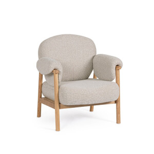 Fotoliu lemn maro textil natur Calista 83x80x84h