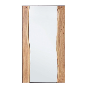 Oglinda de perete cu rama de metal si insertie lemn natur Artur 140 cm x 4 cm x 80 h