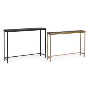 Set 2 console otel negru auriu sticla Yamir 97x22x69 cm; 107x26x79 cm
