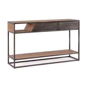Consola lemn maro otel negru Janak 135x35x80 cm