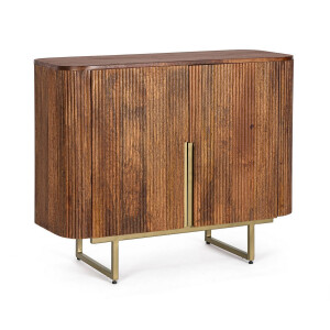 Comoda lemn mango maro otel auriu 95x40x80 cm