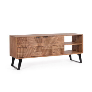 Comoda TV otel negru lemn maro Isar 145x40x60 cm