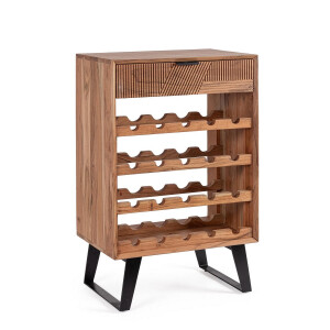 Suport sticle vin otel negru lemn maro Isar 60x40x95 cm