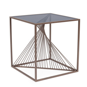 Masuta otel sticla neagra Espiral 48x48x51 cm