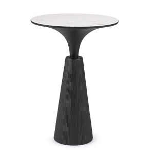 Masuta otel negru marmura alba Rondel 51x72.5 cm
