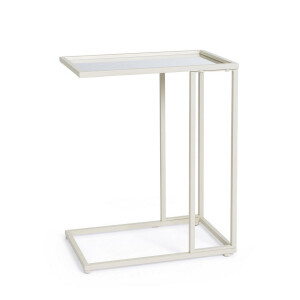 Set 2 masute otel ivoire sticla Niklas 48x30x60 cm