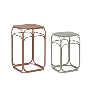 Set 2 masute cafea otel maro verde salvie Clarity 30.5x30.5x51h; 36x36x61h