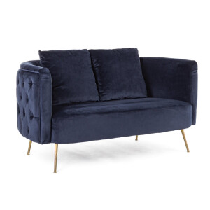 Canapea catifea albastra otel auriu Tenbury 144x77x79.5 cm