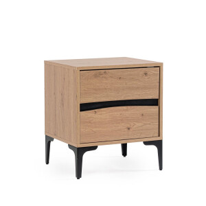 Noptiera mdf natur otel negru Melys 45x40x52h