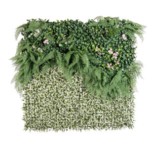 Panou plante artificiale verzi albe 100x100 cm