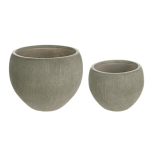Set 2 ghivece flori fibra sticla verde Brush Ø39,5x30h; ø51x39h