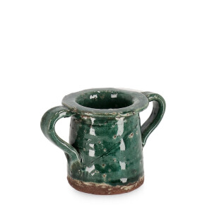 Vaza flori teracota verde maro Rune 15x9,5x9,5h