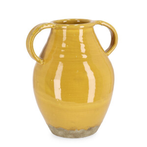 Vaza flori teracota galbena Daruma 28x22x31