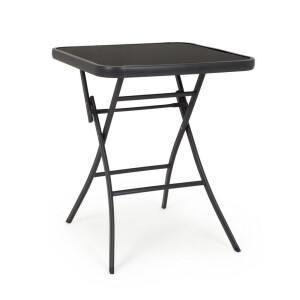 Masa gradina, terasa pliabila otel sticla neagra Martinez 60x60x70h
