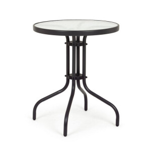 Masa gradina, terasa otel negru sticla Ripley Ø60x70h